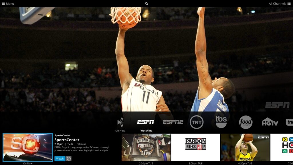 Sling TV Screenshot of the Sportscenter screen