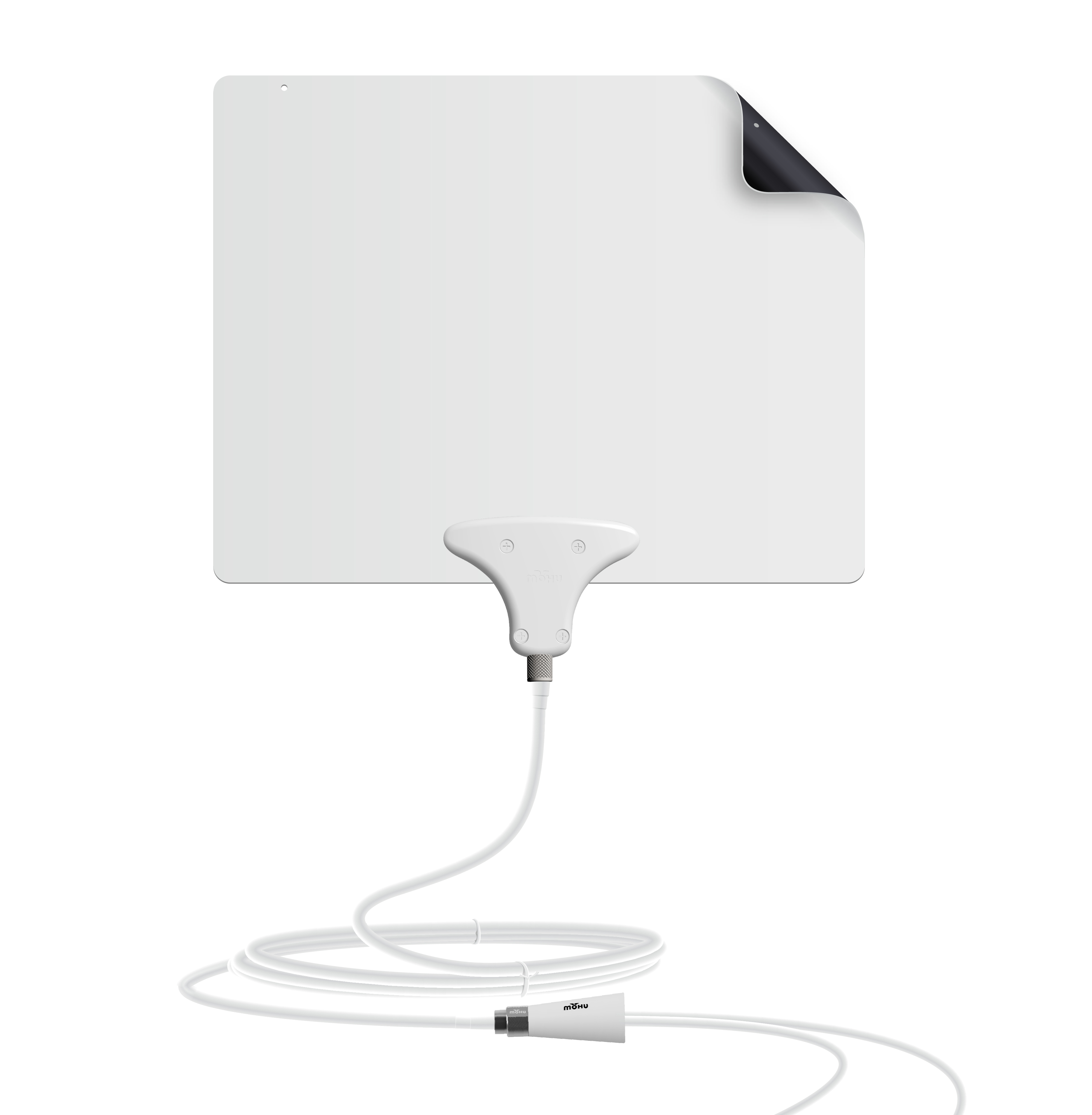 Cable in White Mohu Indoor Amplified 50-Mile Range HDTV Antenna with 16 ft